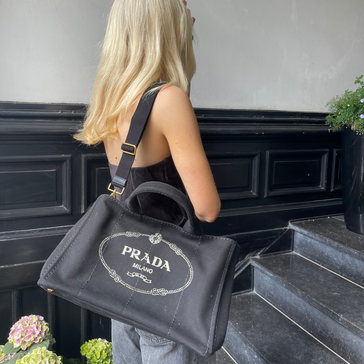 Prada Large Canapa Grey Canvas